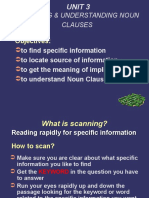 Scanning & Understanding Noun Clauses: Objectives