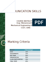 Communication Skills: Course Instructor: Engr. Muhammad Bilal Mechanical Engineering Department Ccet, GRW