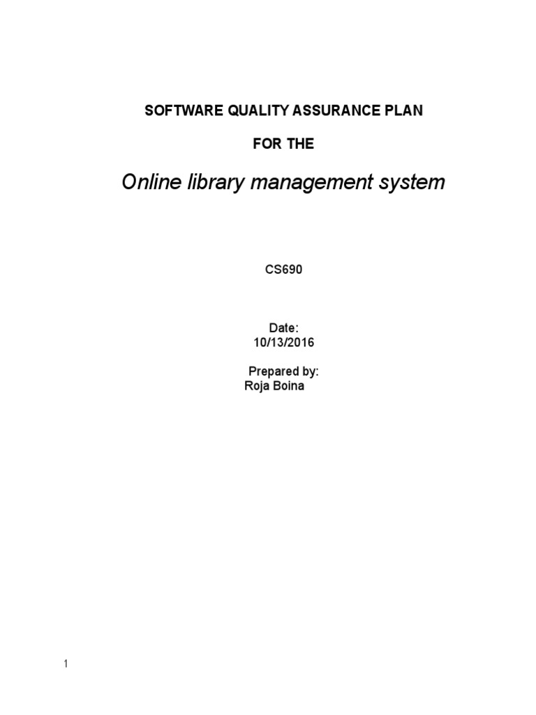 Quality Assurance Plan for Library System | PDF | Reliability ...