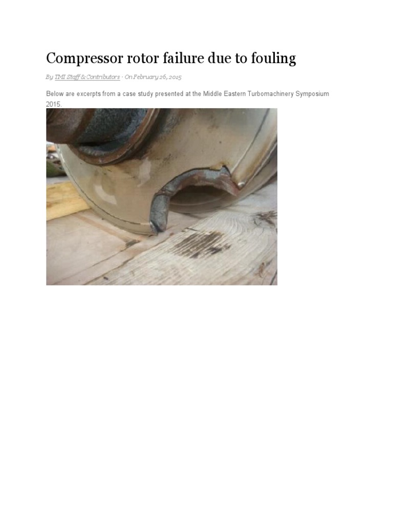 Compressor Rotor Failure Due To Fouling | PDF | Gas Compressor ...