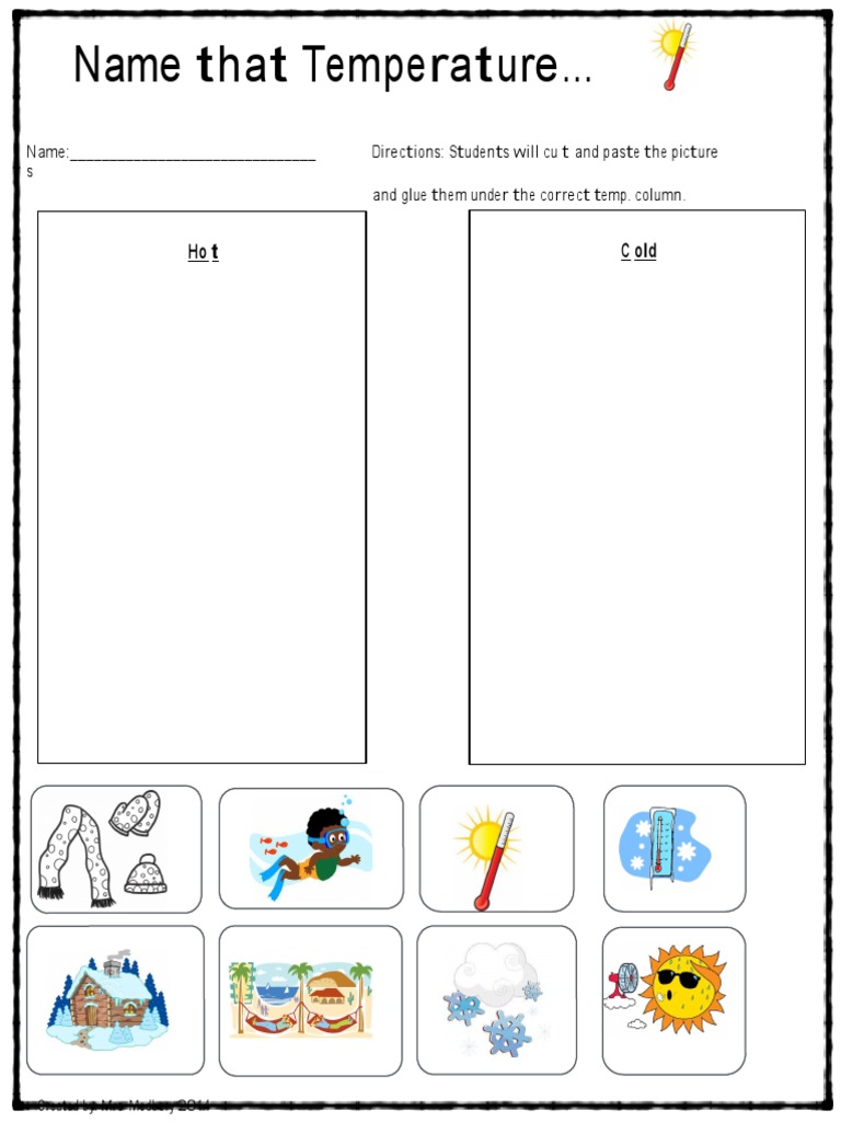 Temperature Sorting Activity for Kids | PDF