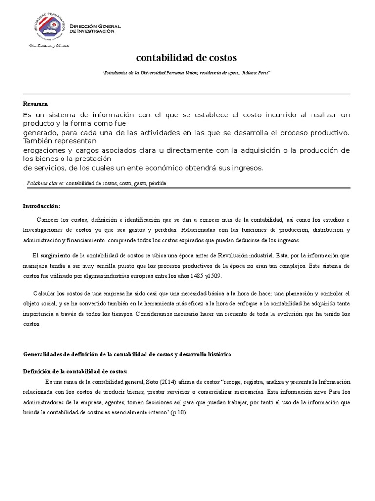La Contabilidad de Costos | PDF | Costo | Contabilidad