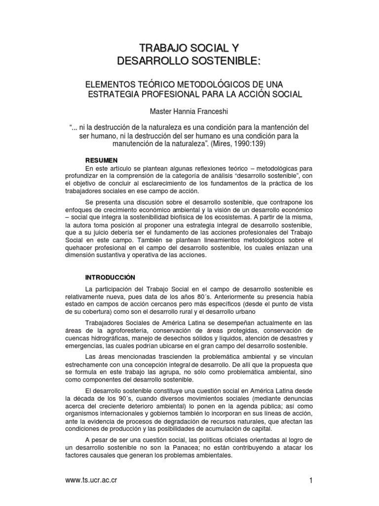 Desarrollo Sostenible y Trabajo Social | PDF | Desarrollo sostenible