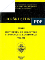 Lucrări Științifice Anale. Institutul de Cercetare Și Producție a Cartofului, Vol XXI