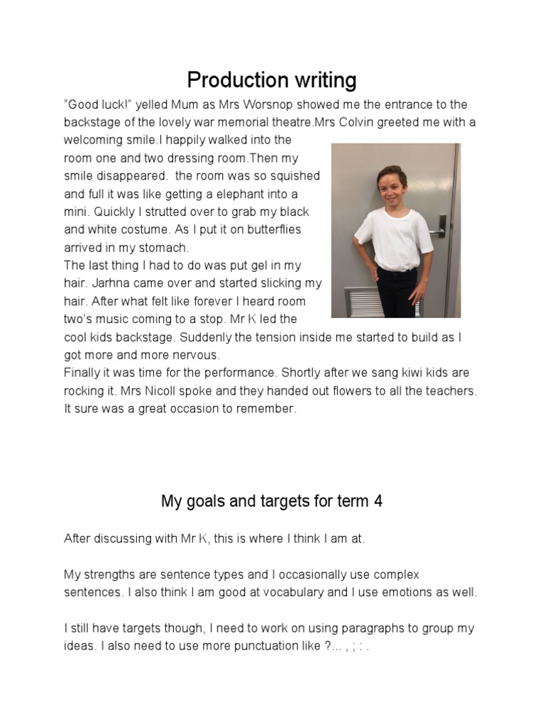 Production Writing and Goals Reflection | PDF | Mystery, Thriller ...