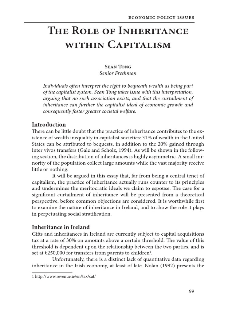 What if inheritance was banned under capitalism?