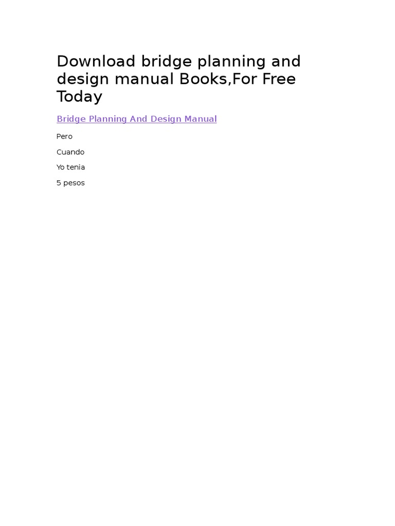 Free Bridge Planning & Design Manual | PDF