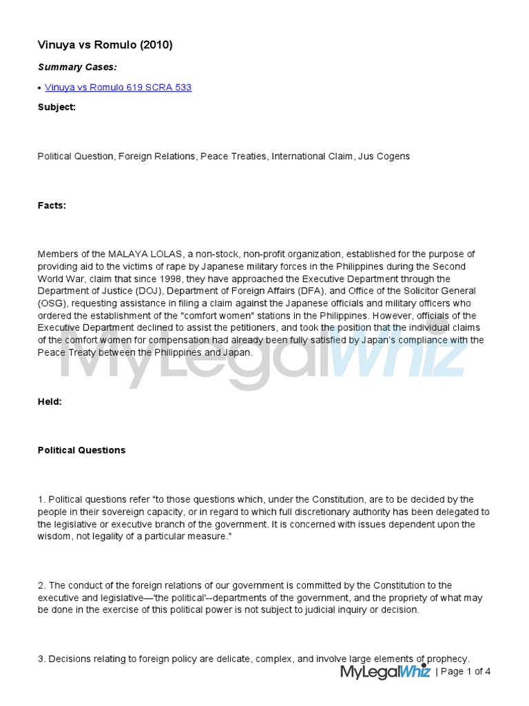 Vinuya vs romulo 619 scra 533 pdf treaty legal concepts