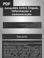 Relações Entre Língua, Informação e Comunicação