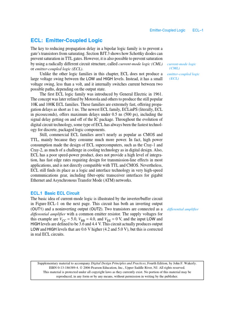 ECL Emitter-Coupled Logic PDF | PDF
