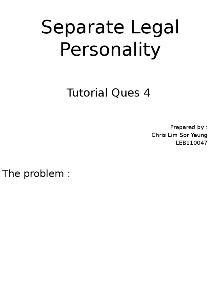 Separate Legal Personality Explained | PDF | Legal Personality ...