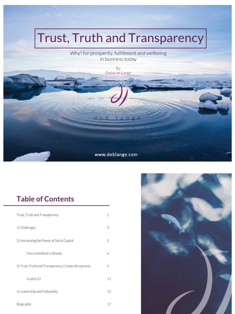 Trust Truth Transparency 3w-3 | PDF | Social Capital | Trust (Emotion)