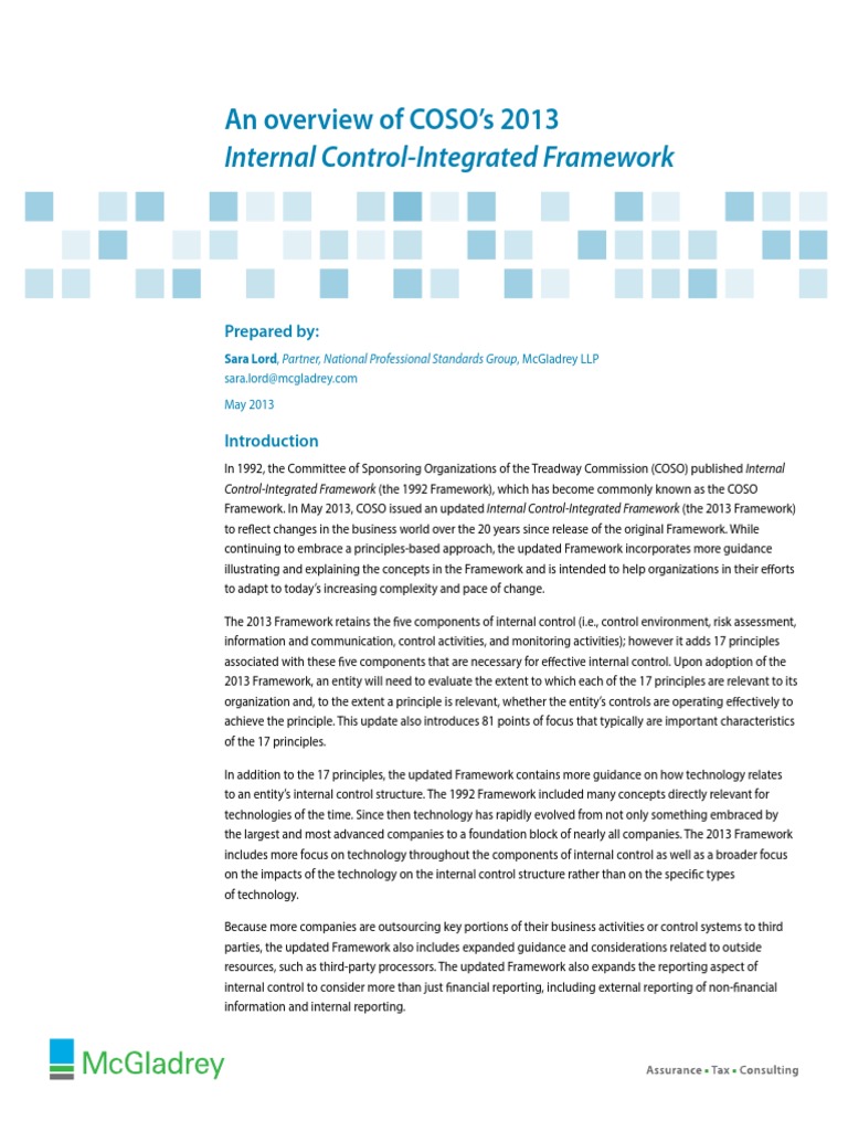 WP Coso 2013 Internal Control Integrated Framework PDF | PDF | Audit | Risk