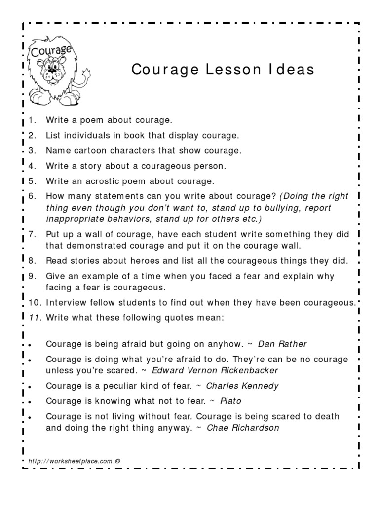 Courage Worksheet | PDF | General Fiction, image size:768x1024
