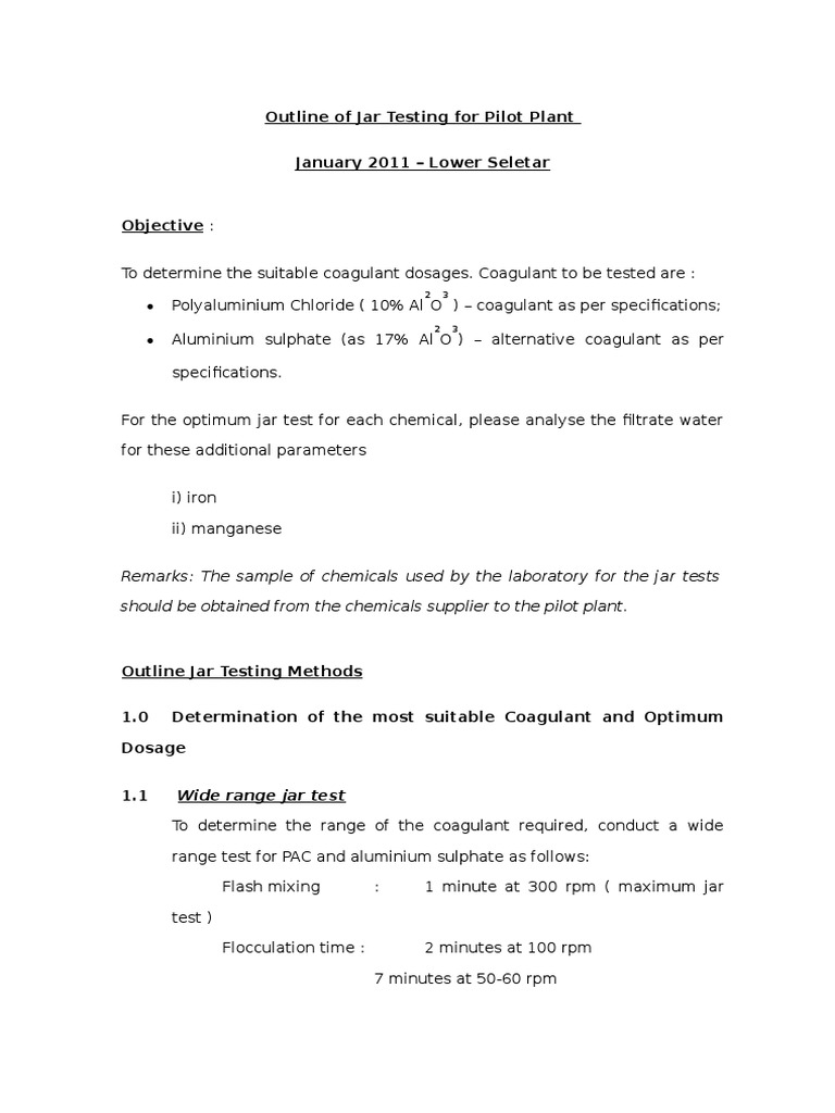 Jar Test Procedures Chemistry Environmental Engineering Free 30day Trial Scribd