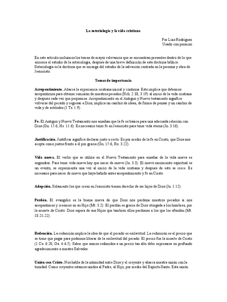 Definición de Soteriología Bíblica | PDF | Cristo (título) | Salvación