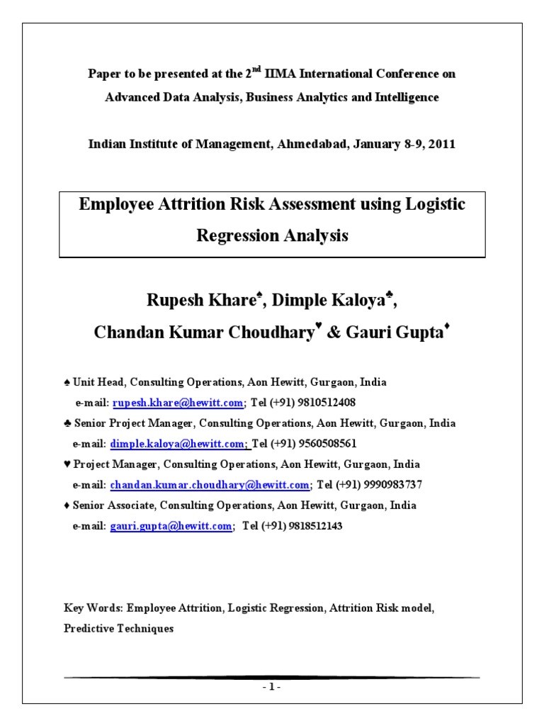 Employee Attrition Risk Assessment Model | PDF | Logistic Regression ...