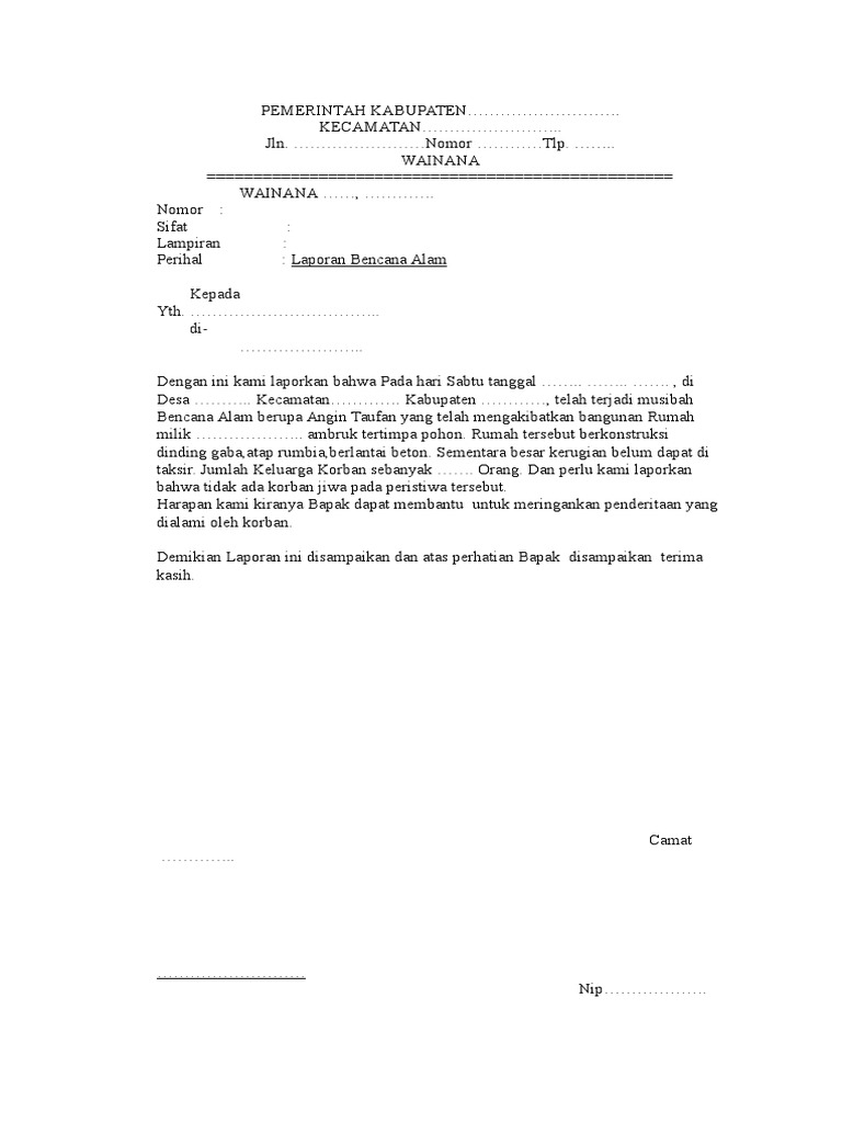 Contoh Surat Kronologis