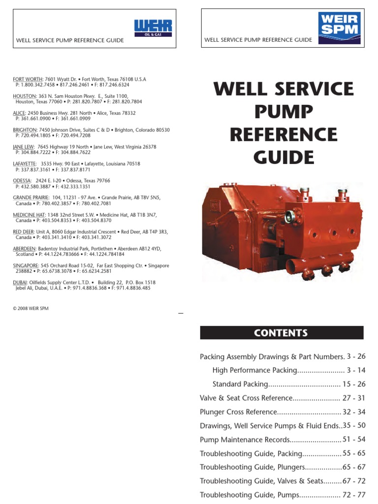 Well Service Pump Reference Guide Weir SPM PDF | PDF | Pump | Valve