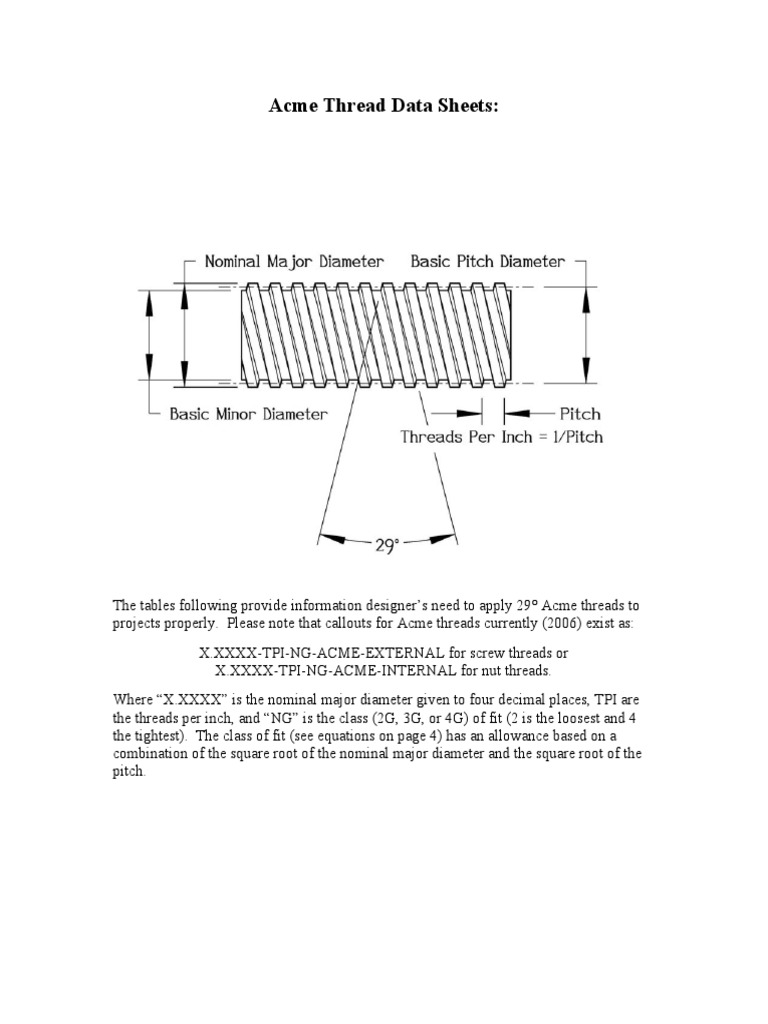 Acme Screw Data Screw Joining
