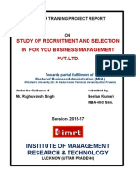 Study of Recruitment and Selection in For You Business Management Pvt. LTD