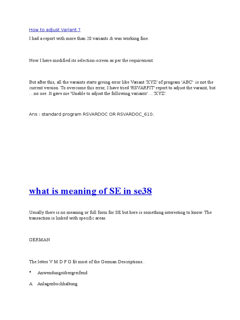 Adjusting SAP Report Variants | PDF | Areas Of Computer Science ...