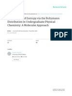 Introduction of Entropy Via The Boltzmann Distribution in Undergraduate Physical Chemistry - A Molecular Approach