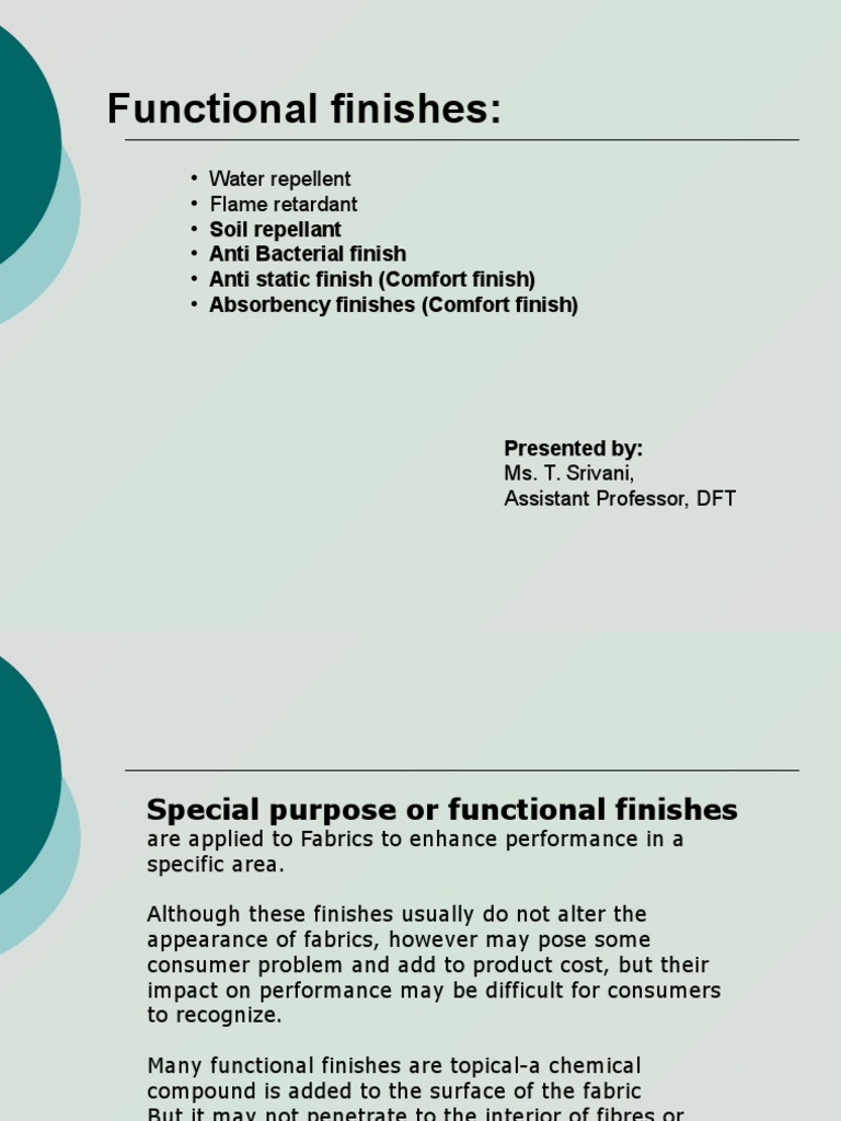 Functional Finishes PDF Textiles Yarn
