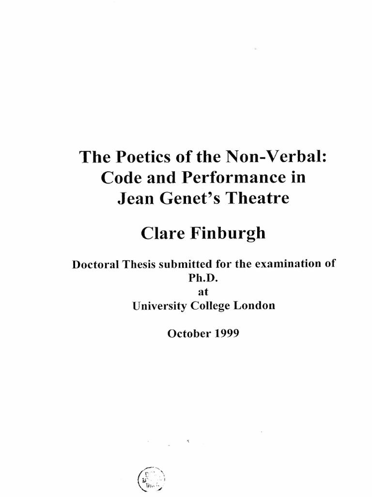 Code And Performance In Jean Genet Aristotle Theatre