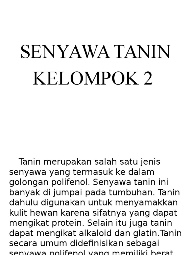 Manfaat dan Sifat Senyawa Tanin | PDF