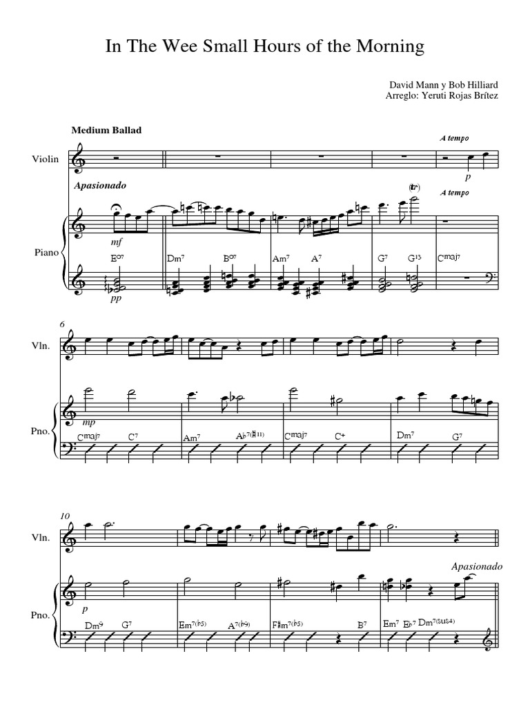 The Wee Small Hours of the Morning PIANO