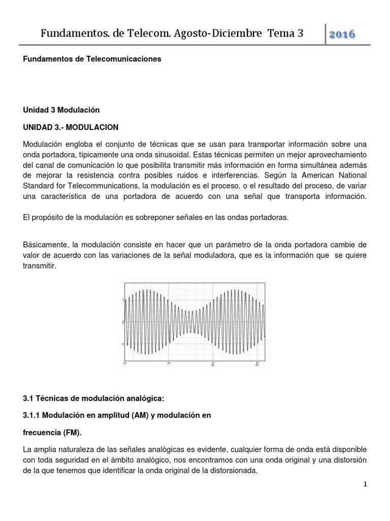 Técnicas de Modulación en Telecomunicaciones | PDF | Modulación ...
