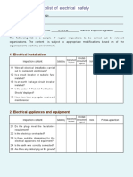 Inspection Checklist of Electrical Safety Inspection Checklist of Electrical Safety