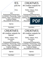 Creatives Creatives: All Creative Outputs For Kairos! All Creative Outputs For Kairos!