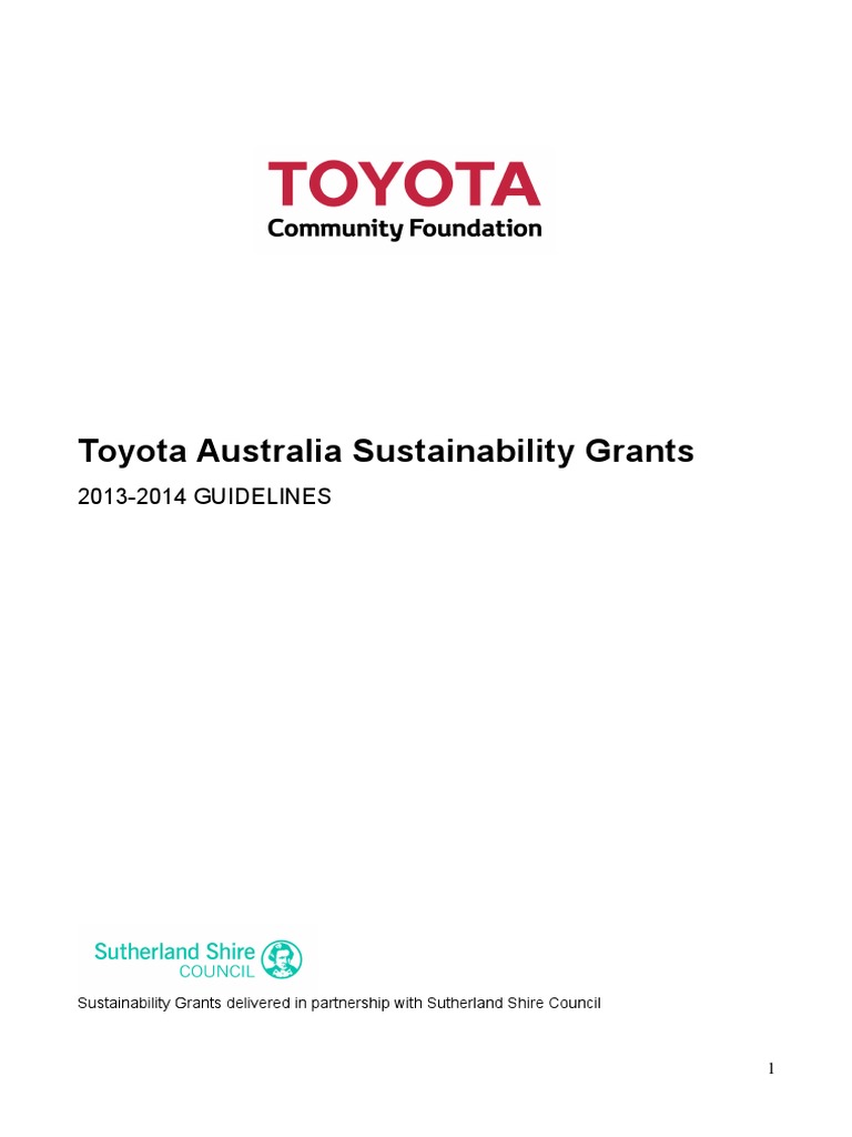 2013 Toyota Grant Guidelines 1-0 | PDF | Nonprofit Organization ...