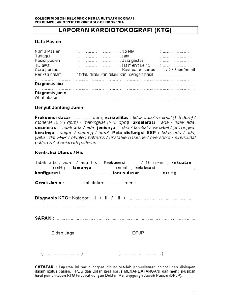 Materi 2.B Laporan CTG Dr. Judi ESpOG | PDF