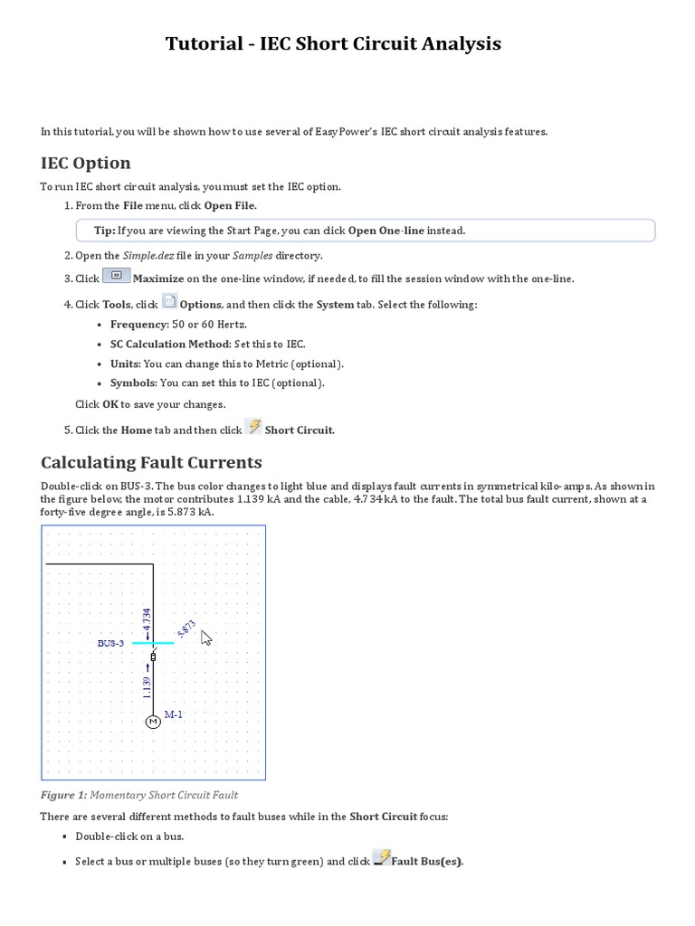 Tutorial IEC Short Circuit Analysis PDF Button Bus