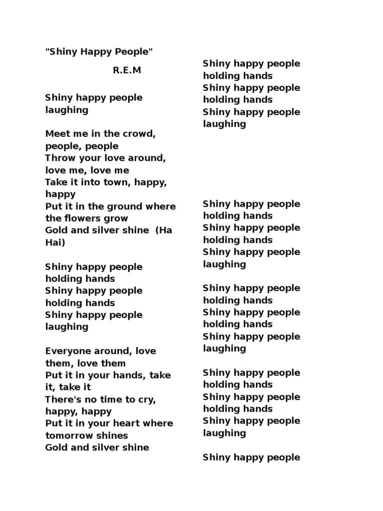 Coletar 86+ imagem letra de r.e.m. shiny happy people br.thptnganamst