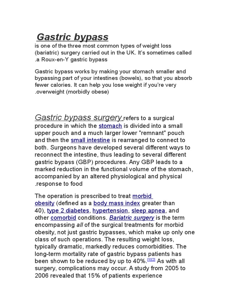 Gastric Bypass Surgery | PDF | Bariatric Surgery | Weight Loss