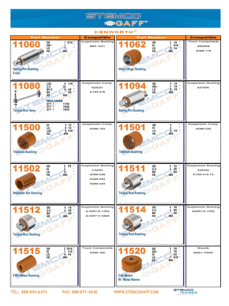 Catalogo Bushing Stemco para Kenworth | PDF