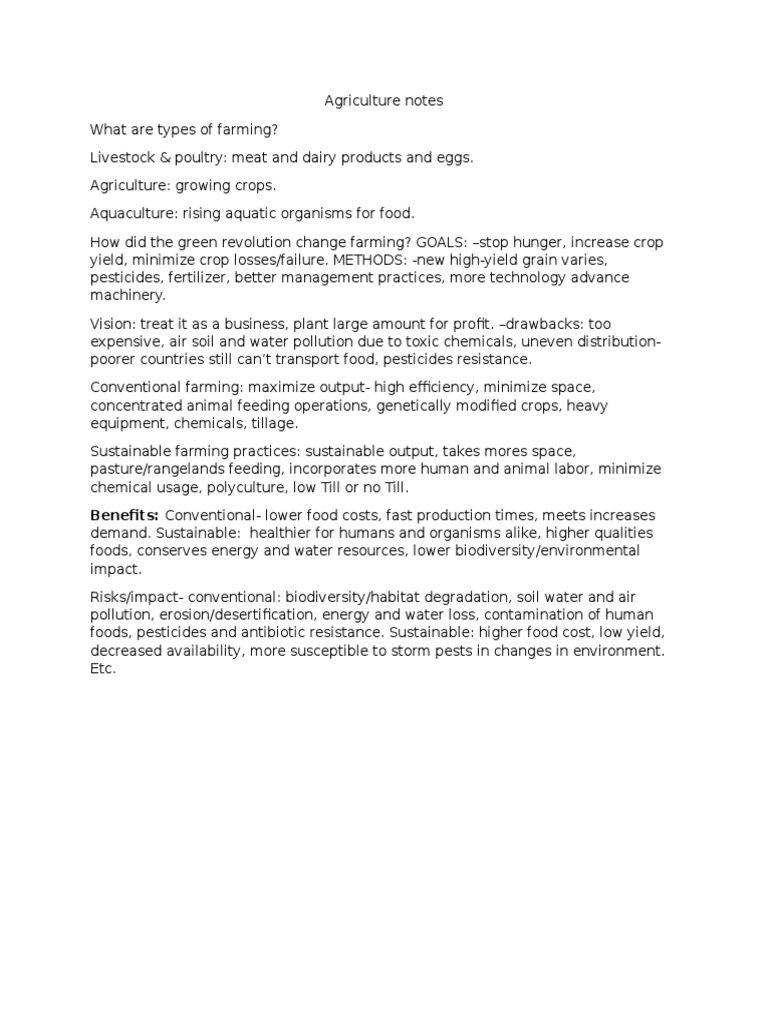 Types of Farming and Their Impacts | PDF