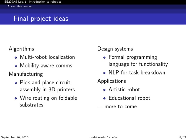 Introduction to Robotics Course Overview | PDF