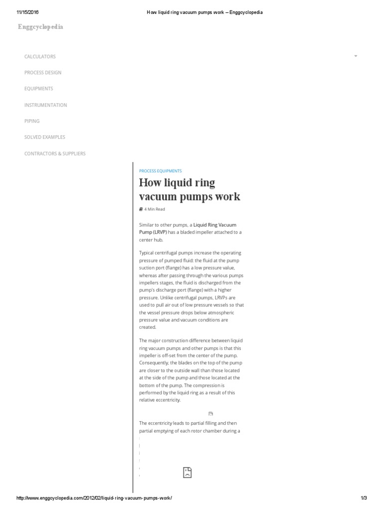 How Liquid Ring Vacuum Pumps Work Enggcyclopedia PDF Vacuum Pump