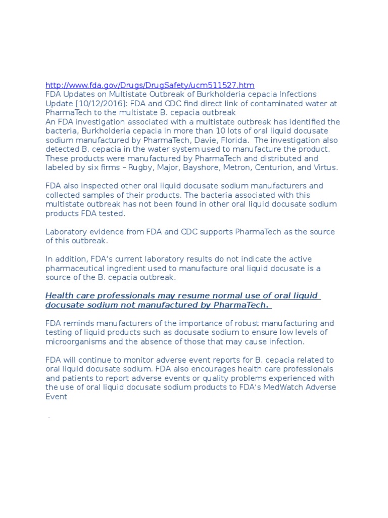 Docusate Sodium Liquid - FDA UPDATE - 10-12-16 | PDF | Self-Improvement ...