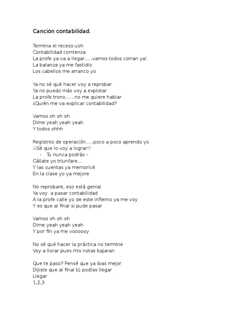 Canción Contabilidad | PDF