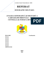 Refereat - Analiza Geografica Si Militara A Carpatilor Orientali - Grupa Centrala Si Judetul Botosani