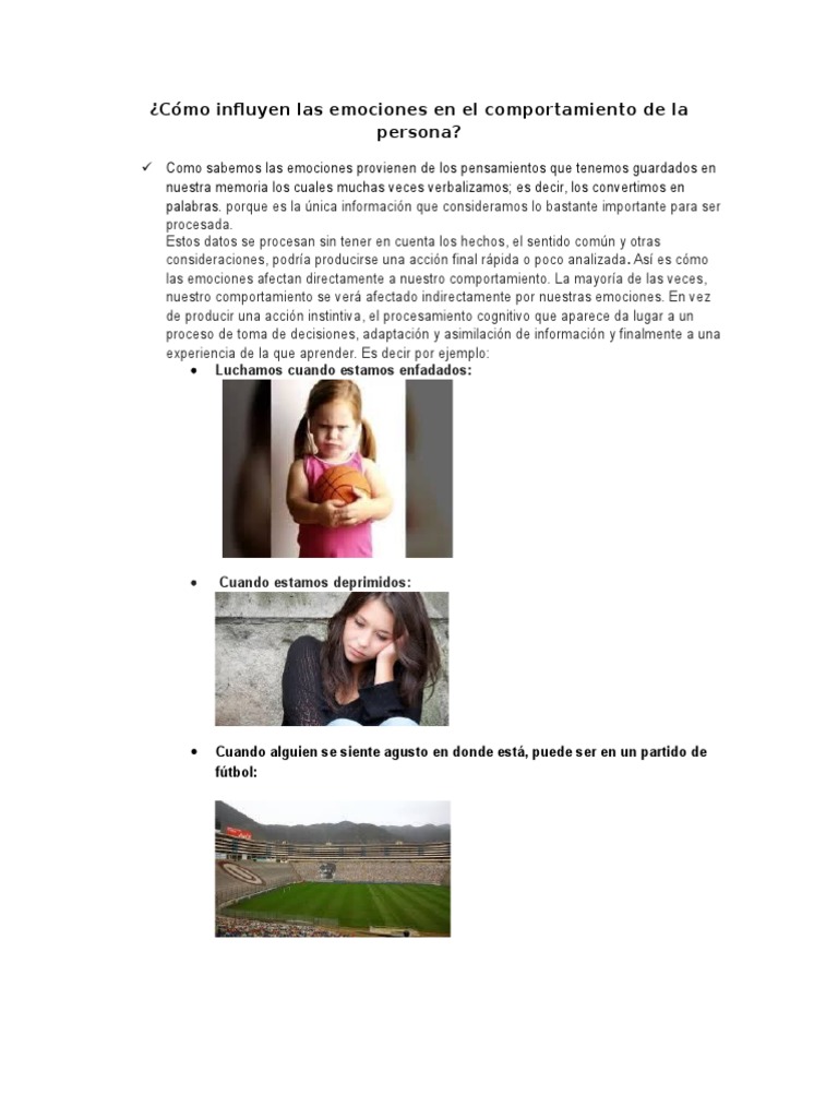 Emociones y su impacto en el comportamiento | PDF | Relaciones ...