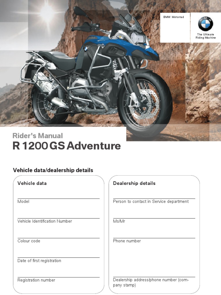 2016 BMW R 1200 GS Adventure — Owner's Manual | Anti Lock Braking System |  Headlamp