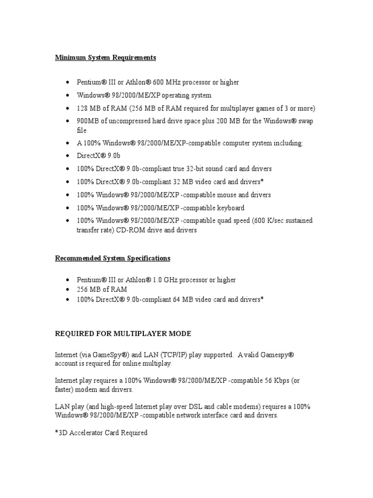 Minimum System Requirements PDF X86 Architecture Digital Technology