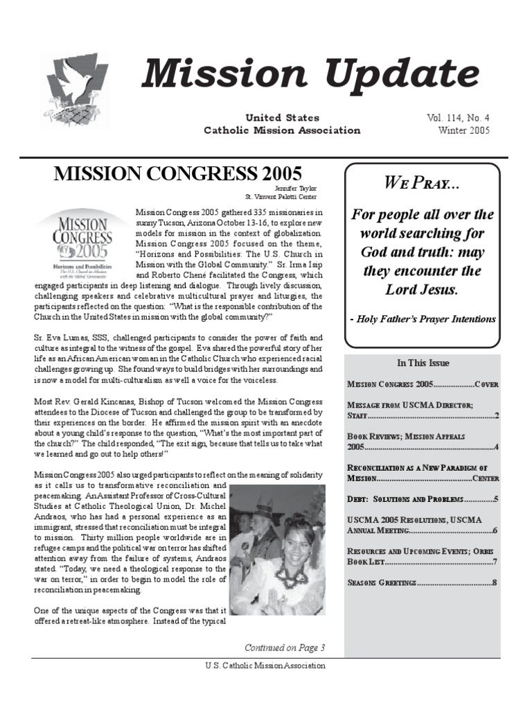 Winter 2005 Mission Update Newsletter - Catholic Mission Association ...